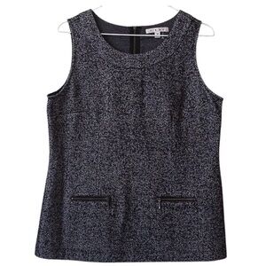 CAbi Grey Speckled Sleeveless Front Accent Pocket Blouse Size Medium